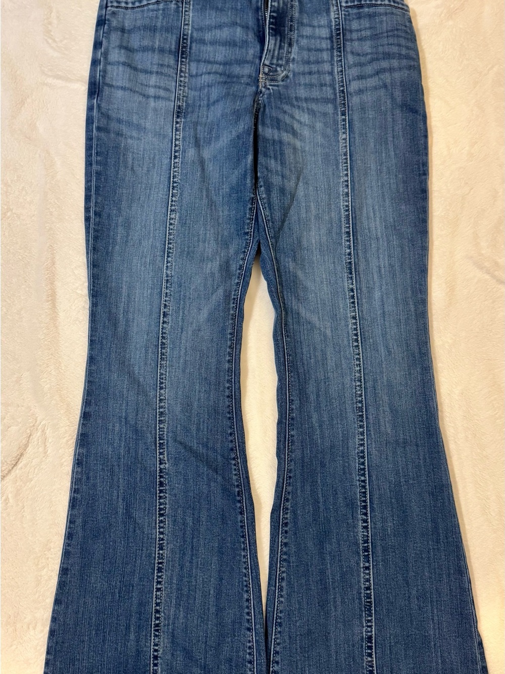 Lucky Brand Medium Blue Flare Jeans with Vertical Panel Seams